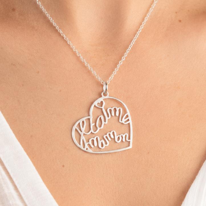 Collier Cœur "Je t'aime Maman" en Argent 925