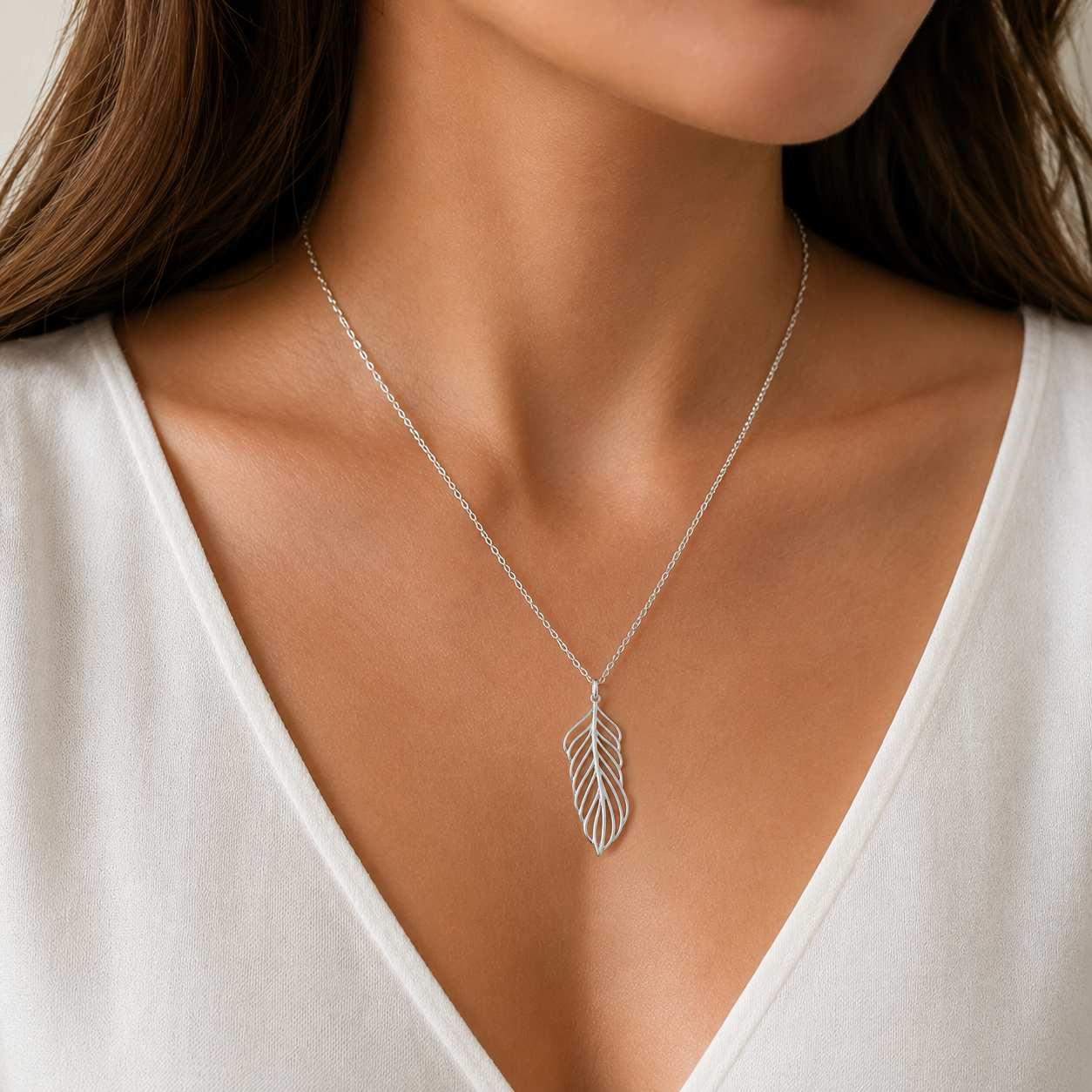 Collier Plume Argent 925 Massif