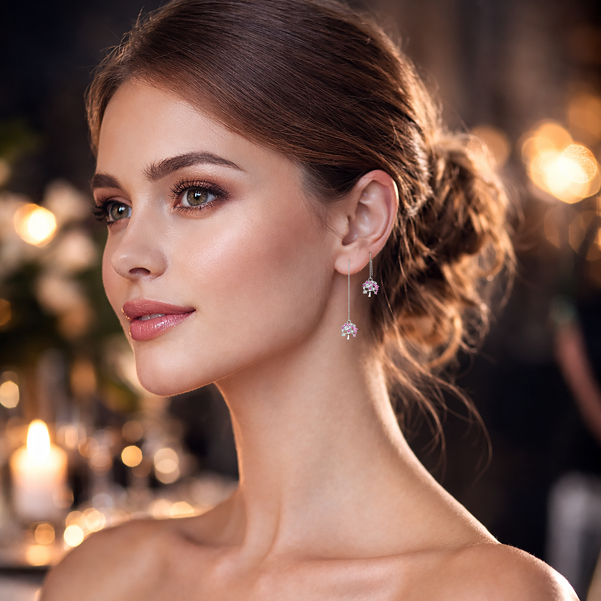 Boucles d’oreilles Arbre de Vie – Argent 925 rhodié & Zirconium