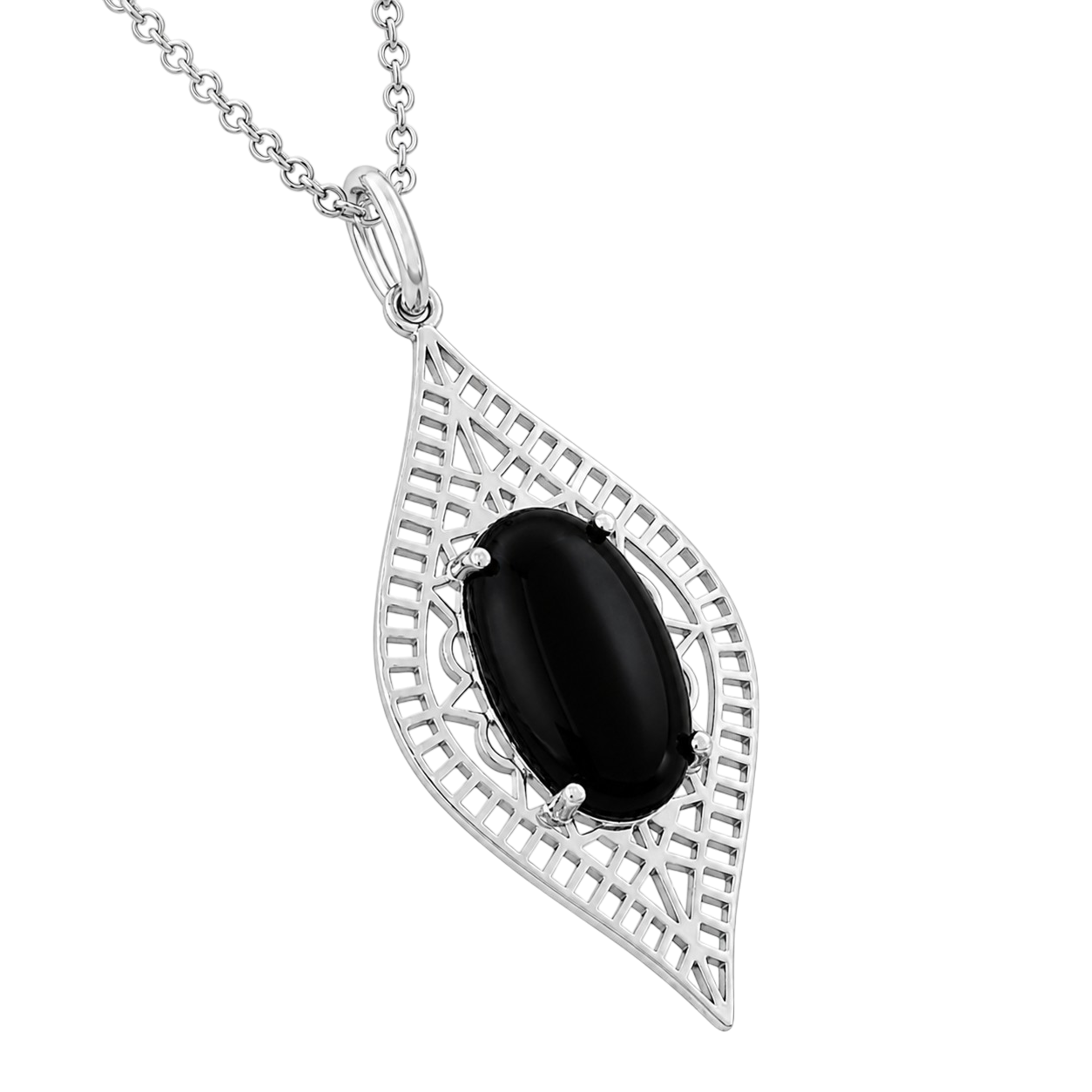 Collier Onyx Noir & Argent 925 Rhodié