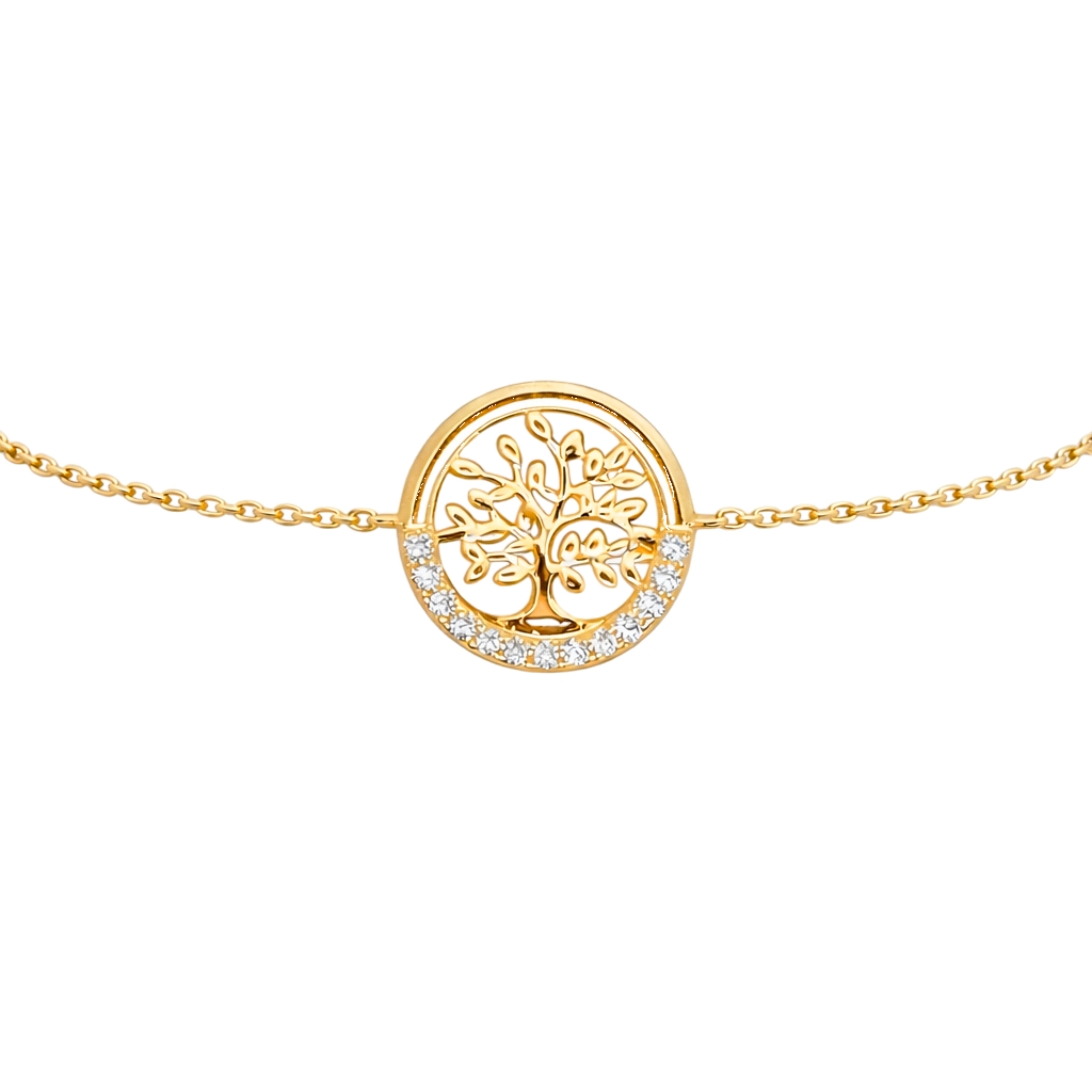 Bracelet Arbre de Vie en Plaqué Or 18 Carats & Zirconium