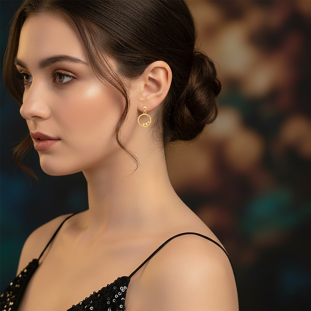 Boucles d’Oreilles Cercle Plaqué Or – Zirconium Étincelant