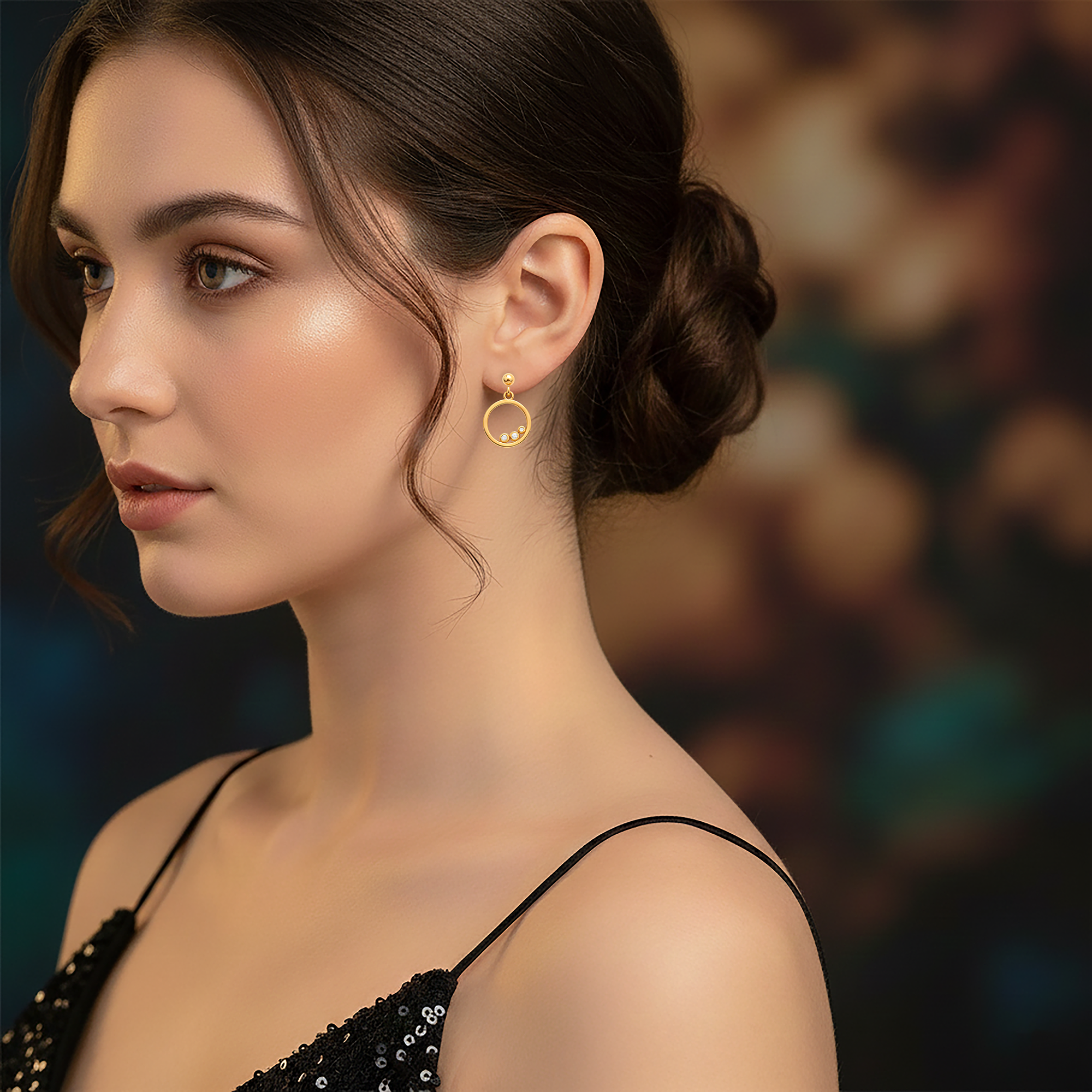 Boucles d’Oreilles Cercle Plaqué Or – Zirconium Étincelant