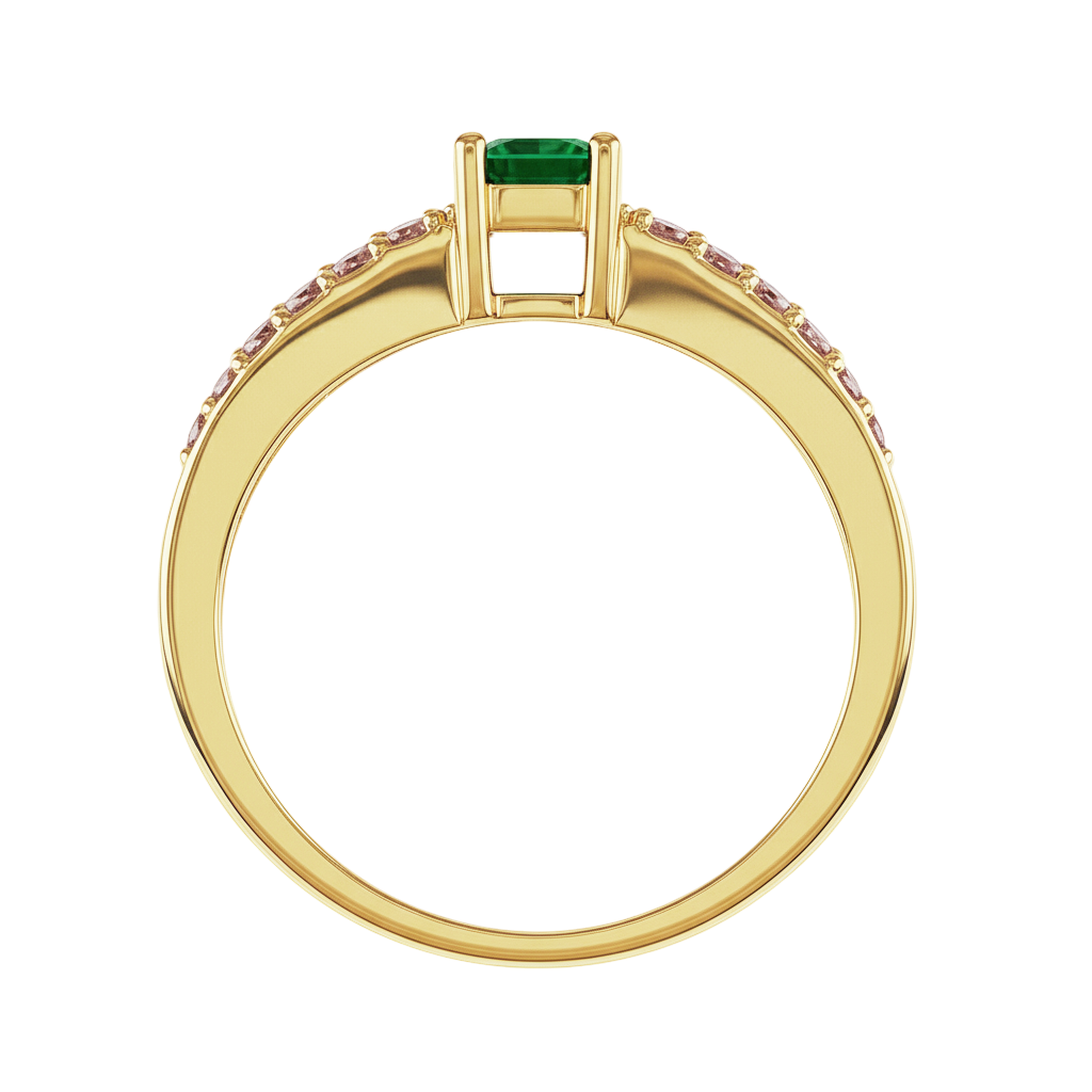 Bague Femme Plaqué Or – Zirconium vert Étincelant – Finition Luxe