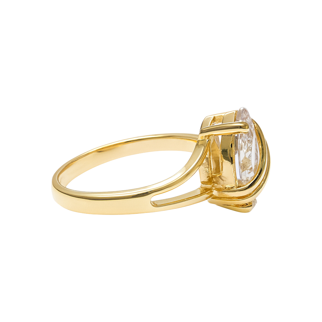 Bague Marquise en Plaqué Or & Zirconium – Élégance Moderne