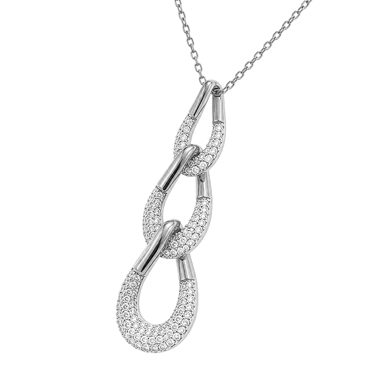 Collier Maillons Entrelacés Argent 925 Rhodié & Zirconiums