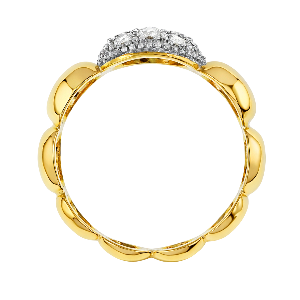 Bague Pavée en Zirconium – Plaqué Or 18 Carats