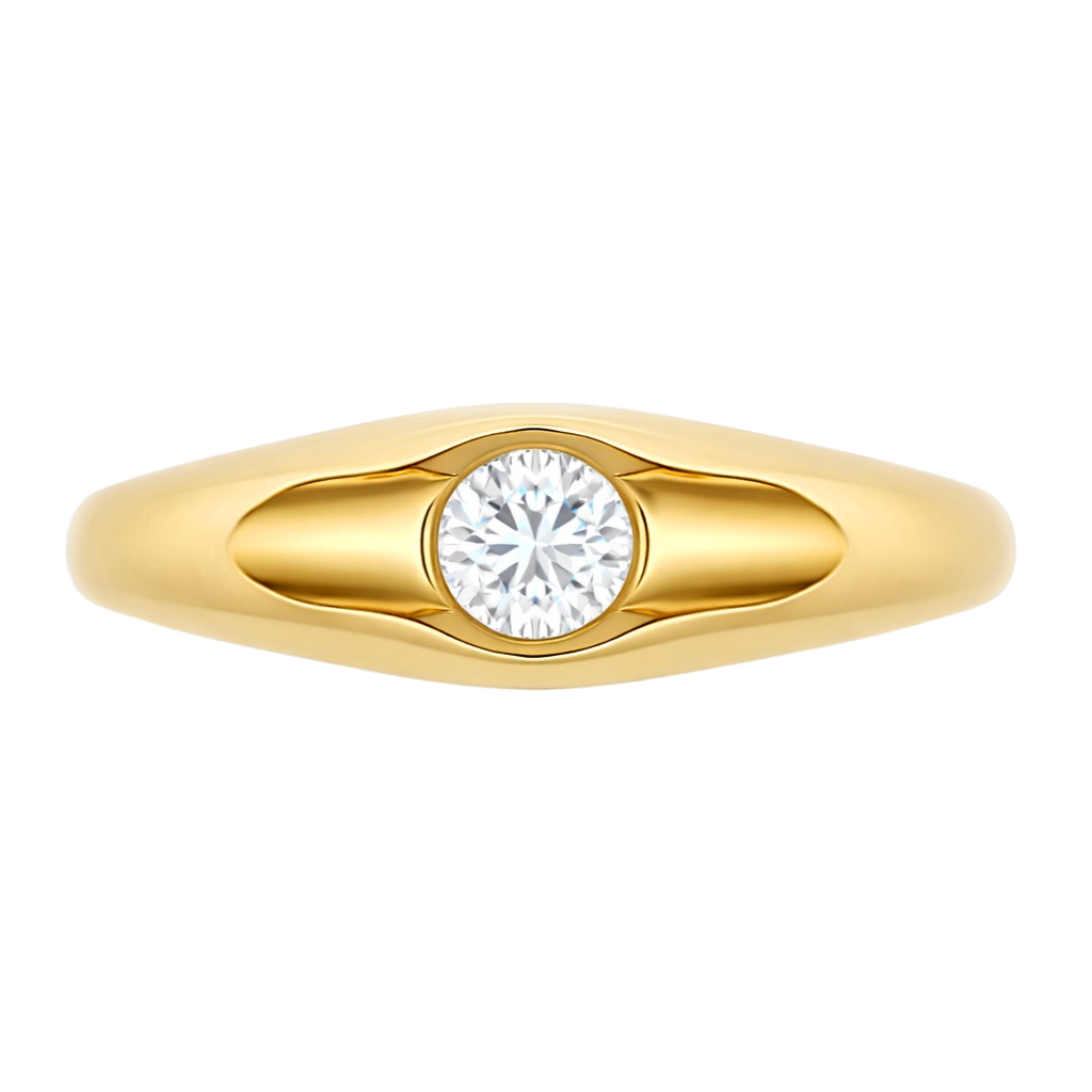 Bague Fine Plaqué Or 18 Carats & Zirconium – Élégance Minimaliste