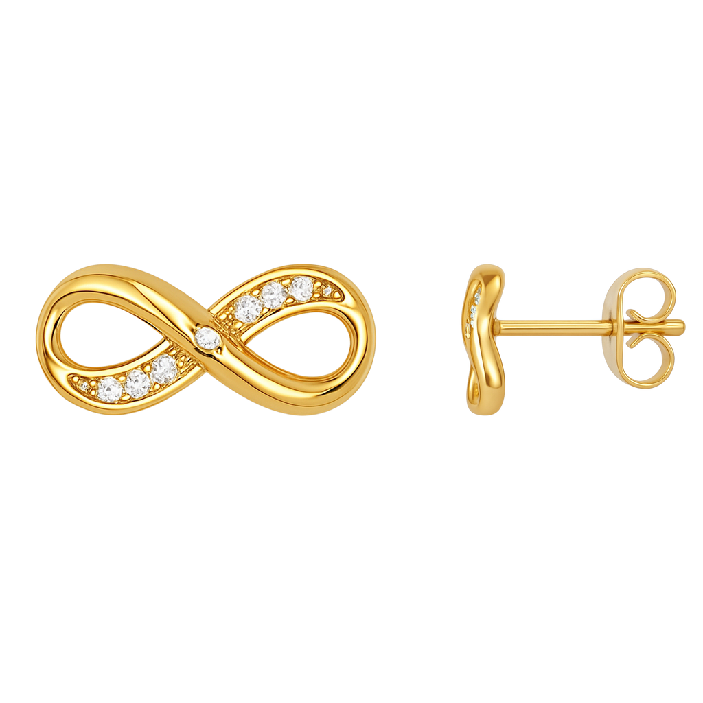 Boucles d’oreilles Infinity – Plaqué Or 18K & Zirconiums