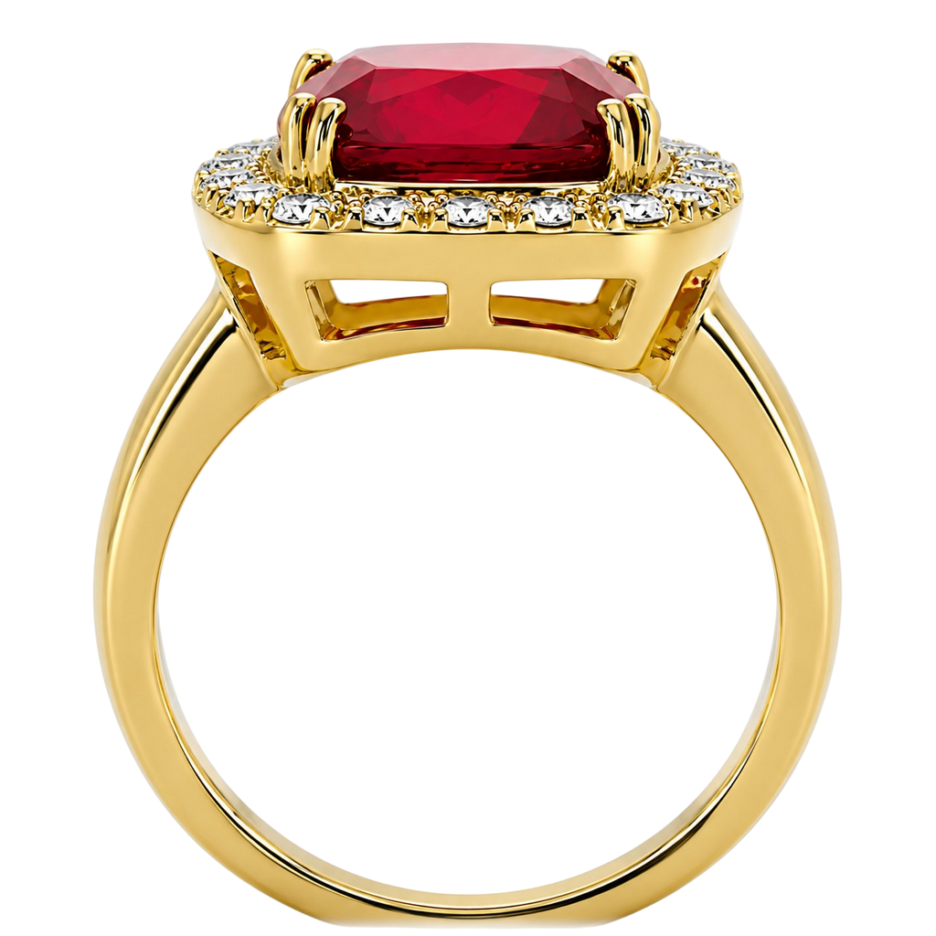 Bague Carrée Rouge – Plaqué Or 18 Carats