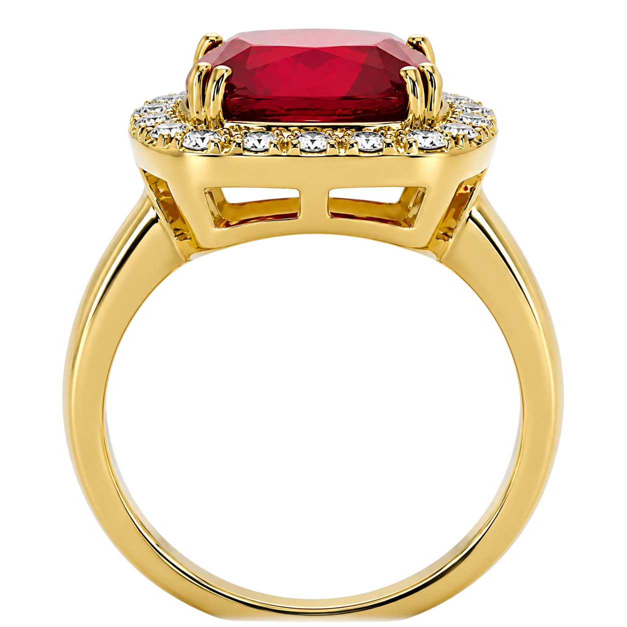 Bague Carrée Rouge – Plaqué Or 18 Carats