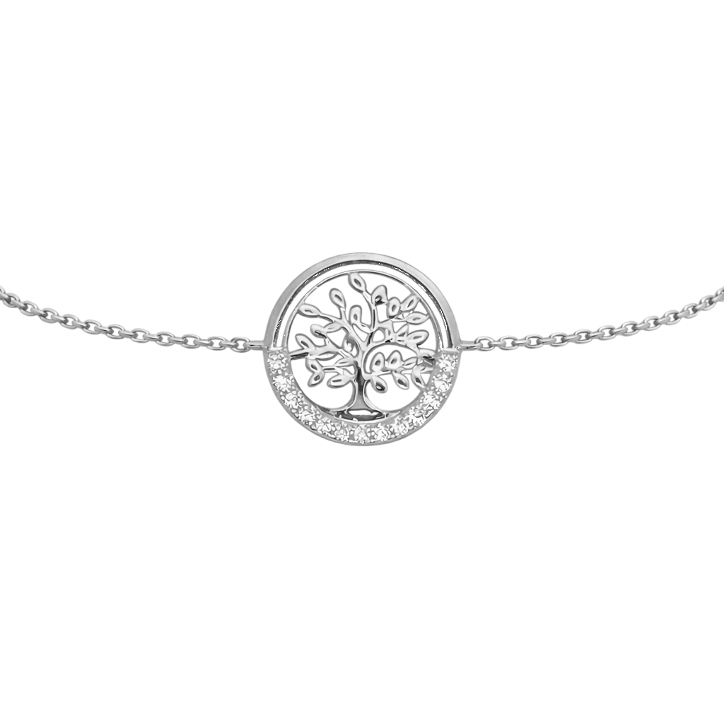 Bracelet Arbre de Vie en Argent Rhodié & Zirconium
