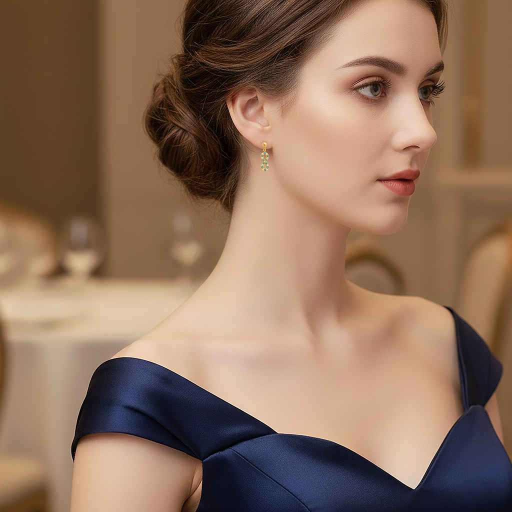 Boucles d’oreilles Infinity – Plaqué Or & Zirconium Bleu et Blanc