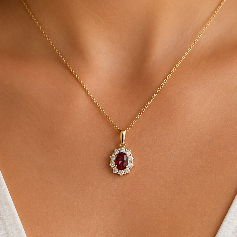 Collier Ruby Élégance – Plaqué Or Jaune 18 Carats