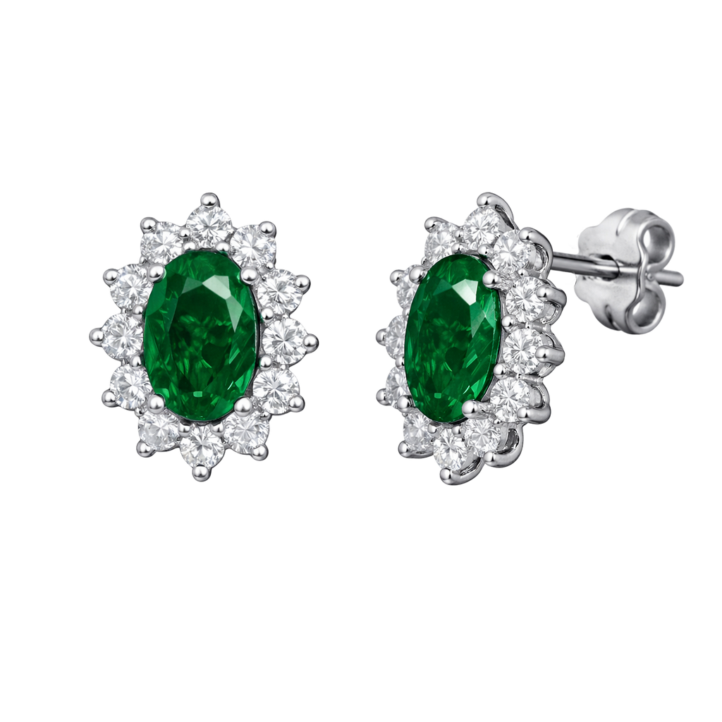 Boucles d’oreilles Éclat Émeraude – Argent 925 Rhodié