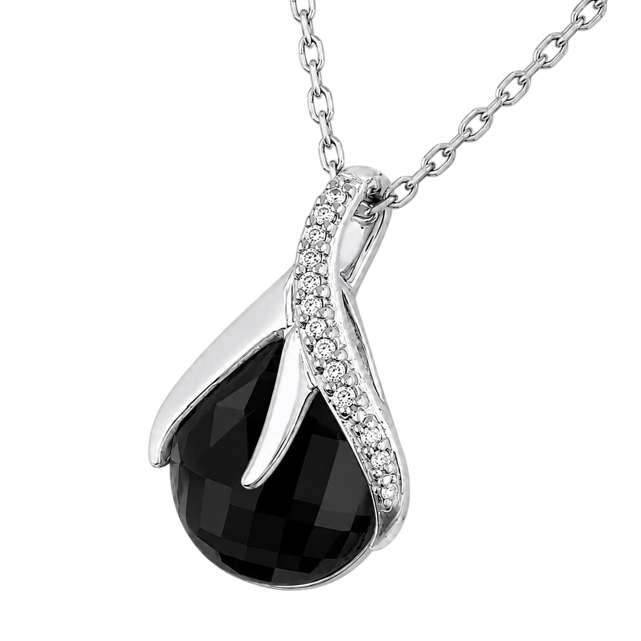 Collier Goutte Éclat Argent 925 Rhodié & Zirconium noir