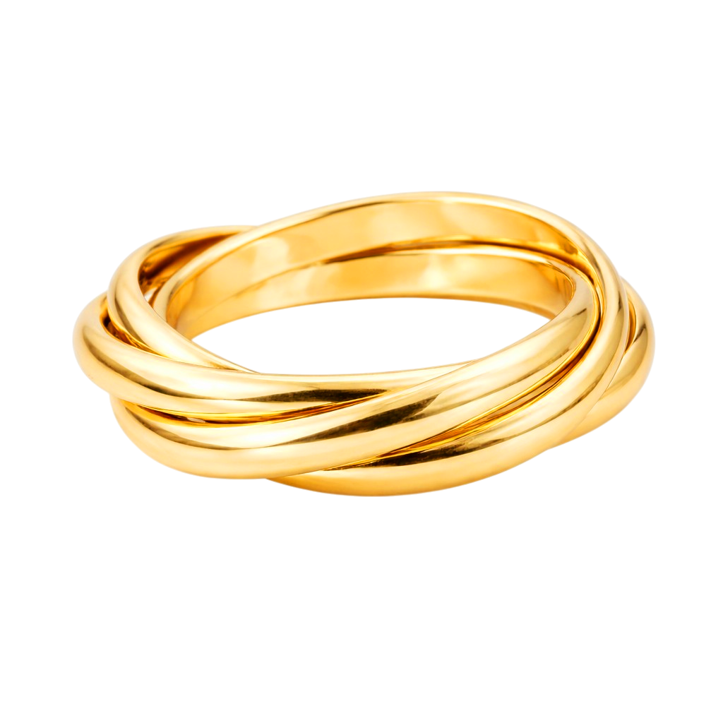 Bague 3 anneaux entrelacés – Plaqué or 18 carats