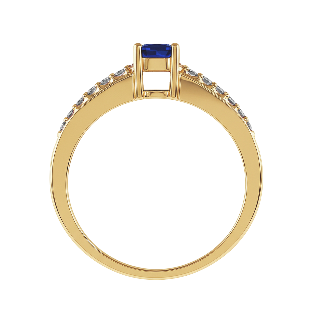 Bague Femme Plaqué Or – Zirconium bleu Étincelant – Finition Luxe