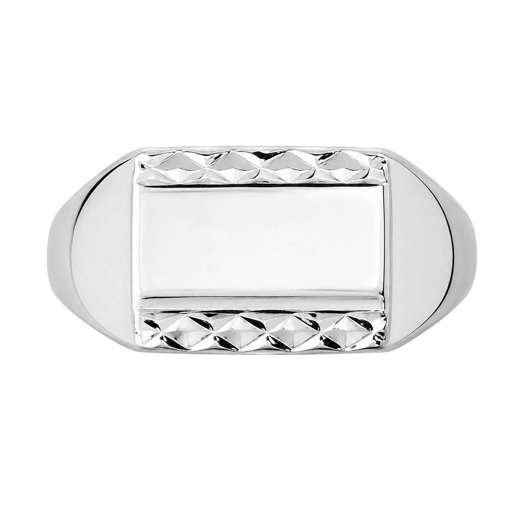 Chevalière Homme Argent 925 Rhodié – Plateau Rectangulaire