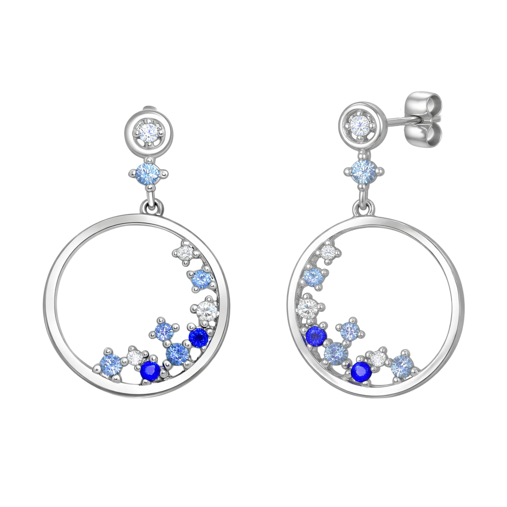 Boucles d’oreilles cercle en argent 925 rhodié & zirconium