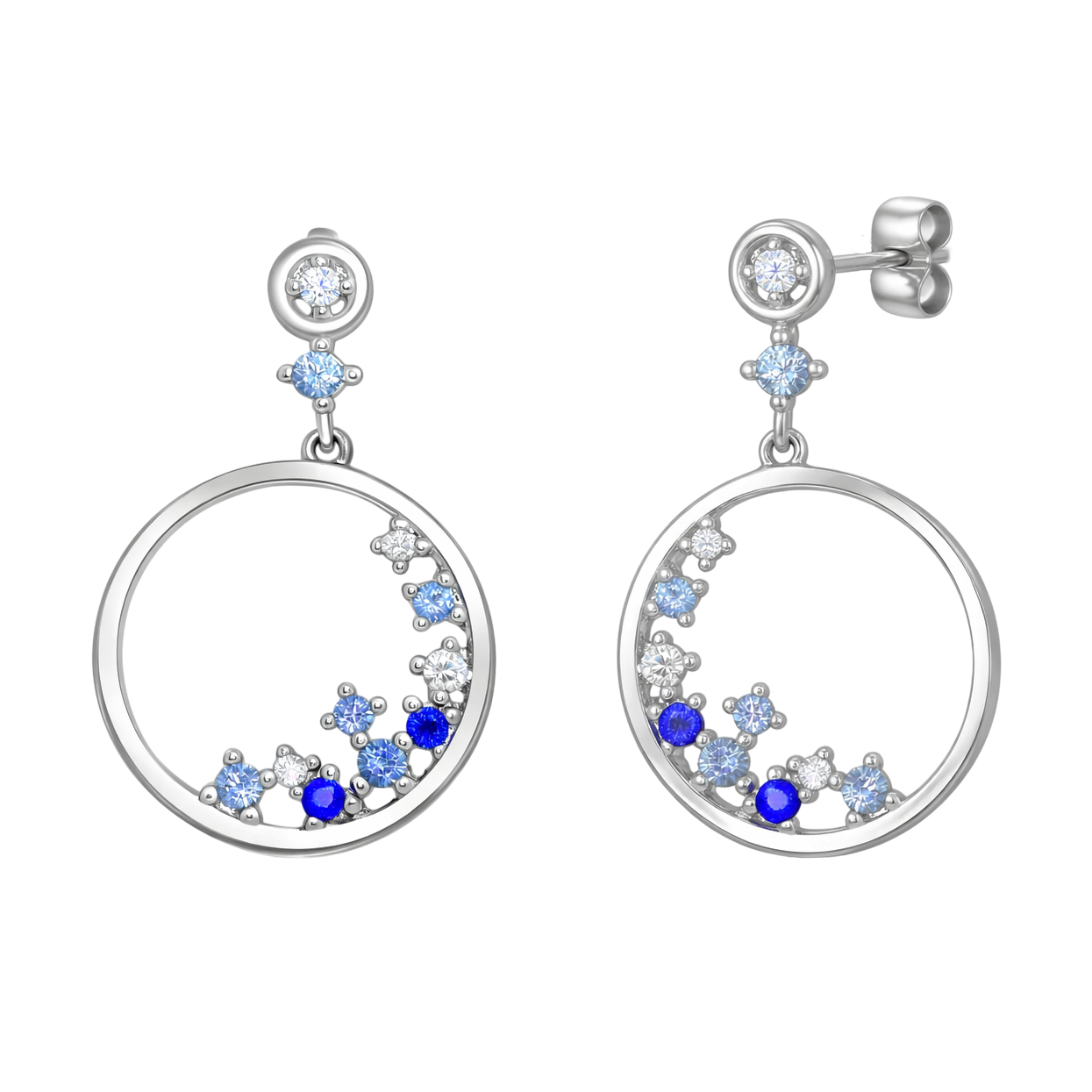 Boucles d’oreilles cercle en argent 925 rhodié & zirconium