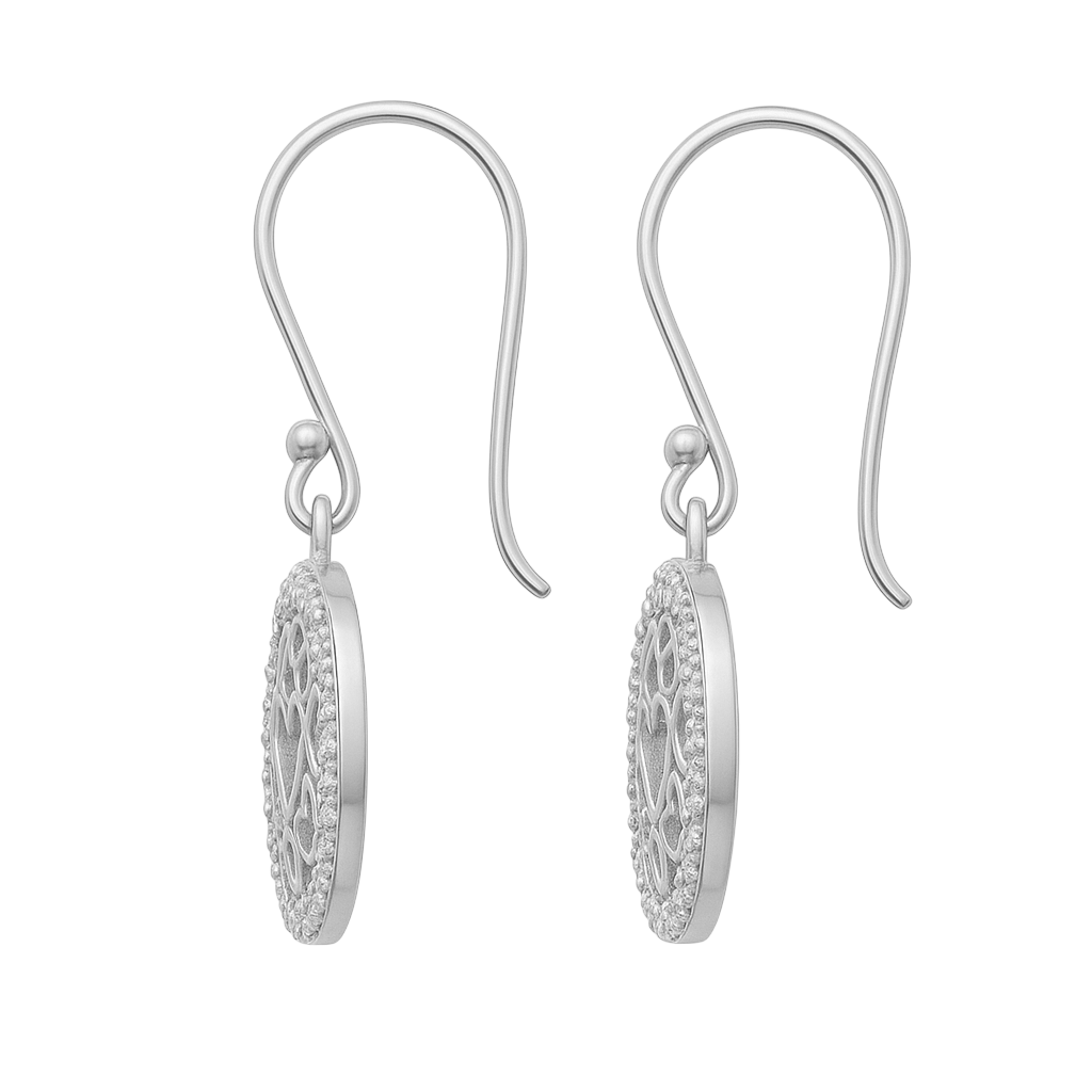 Boucles d’oreilles Cœur ajouré & zirconium en argent 925 rhodié