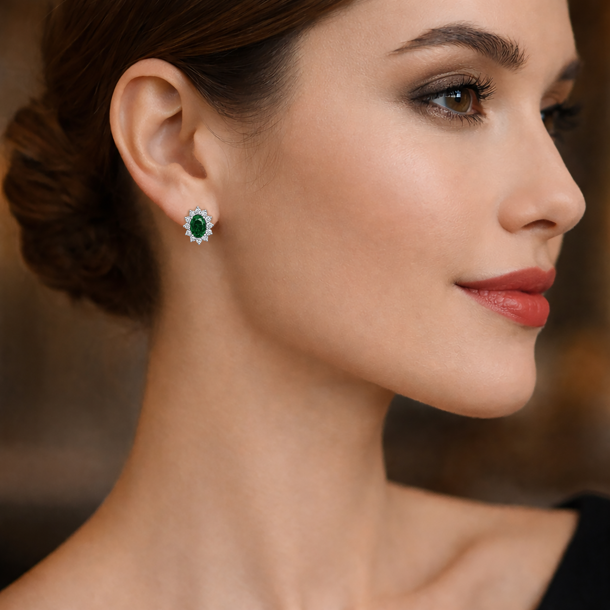 Boucles d’oreilles Éclat Émeraude – Argent 925 Rhodié