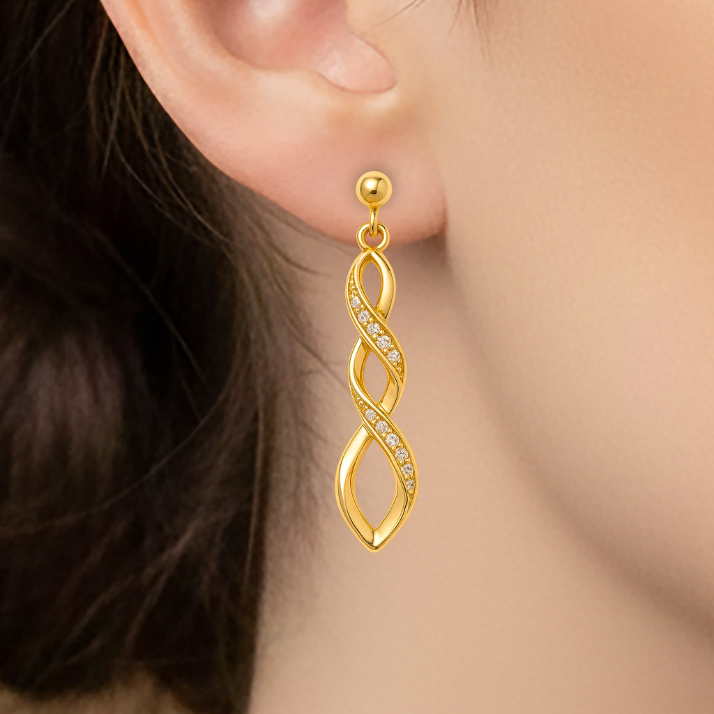 Boucles d’oreilles en Plaqué Or – Torsade Éclat & Zirconium