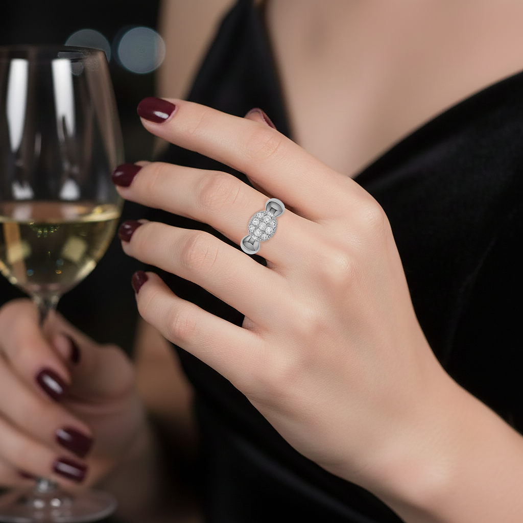 Bague Pavée en Zirconium – Argent 925 Rhodié