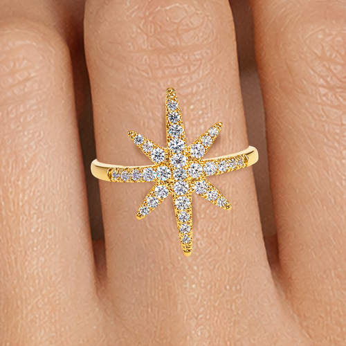 Bague Étoile en Plaqué Or 18 Carats & Zirconium – Éclat Élégant
