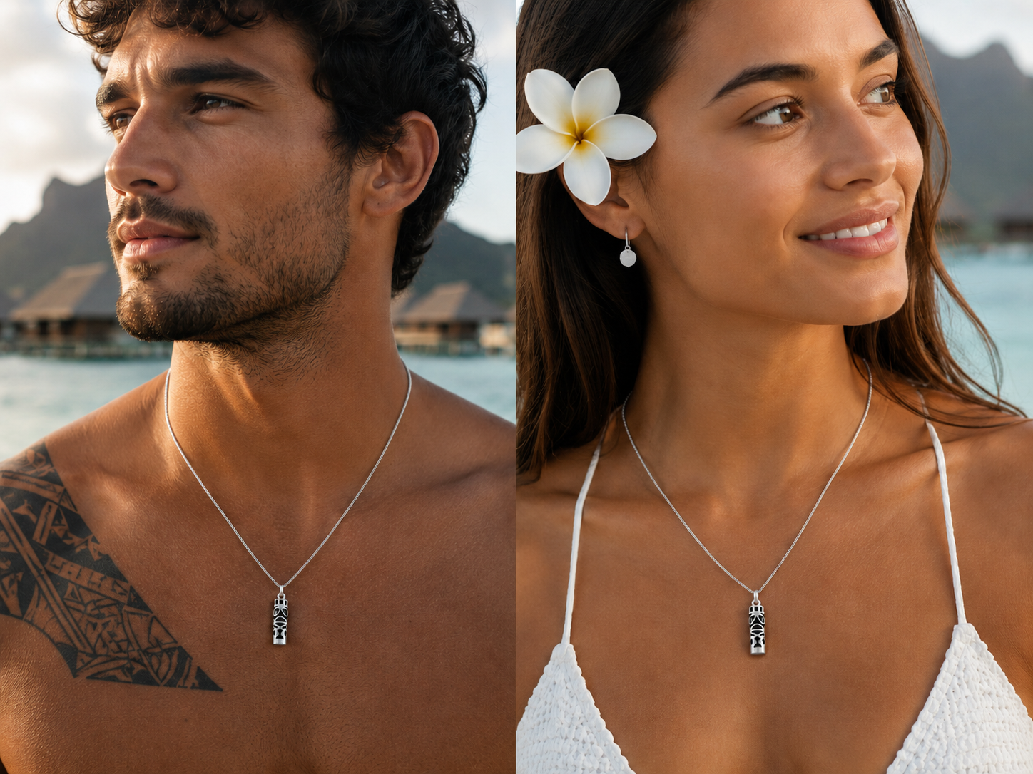 Collier Grand Tiki en Argent 925 & onyx noir – Mixte