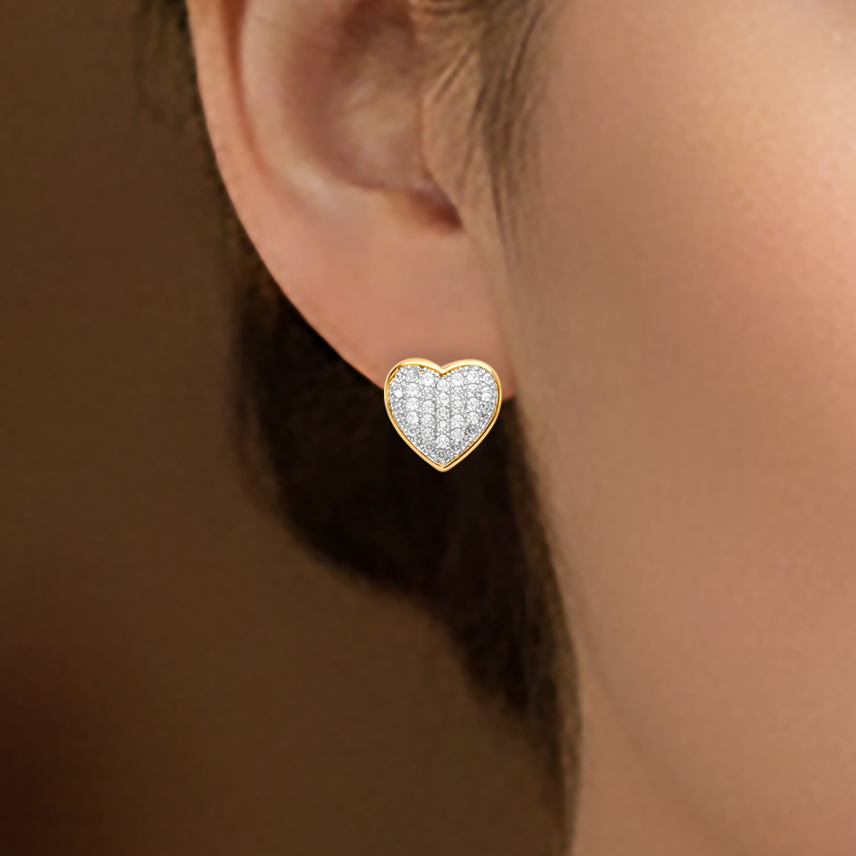 Boucles d’oreilles Cœur – Plaqué Or 18 Carats & Zirconium
