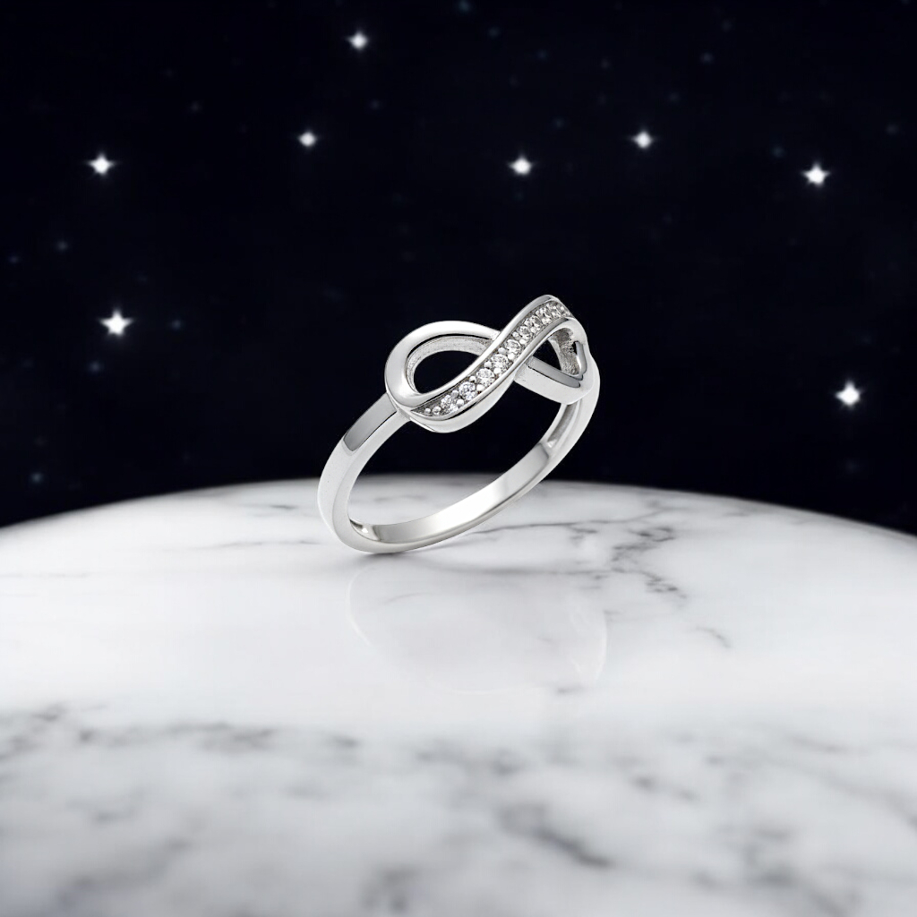 Bague Infini en Argent 925 Rhodié & Zirconium – Élégance Intemporelle