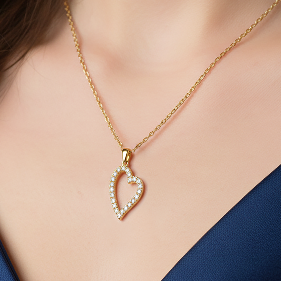 Collier Cœur Éclat – Plaqué Or 18 Carats & Zirconiums