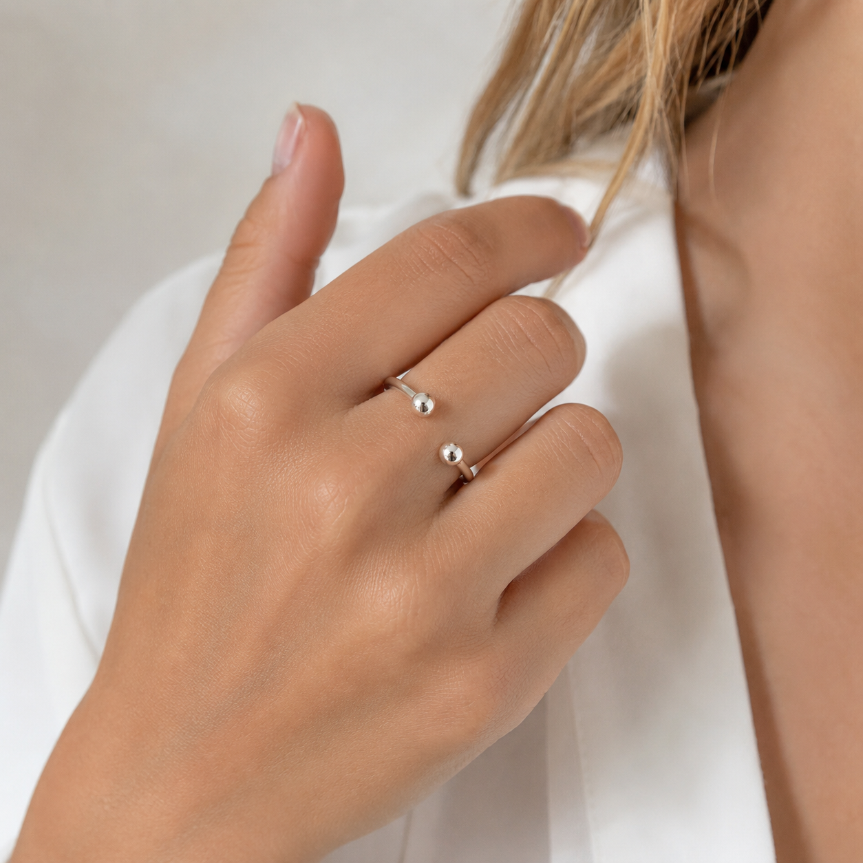 Bague ouverte Orinae – Argent 925 rhodié