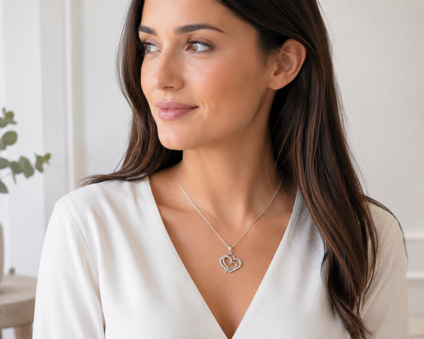 Collier Cœurs Entrelacés en Argent 925 Rhodié & Zirconiums