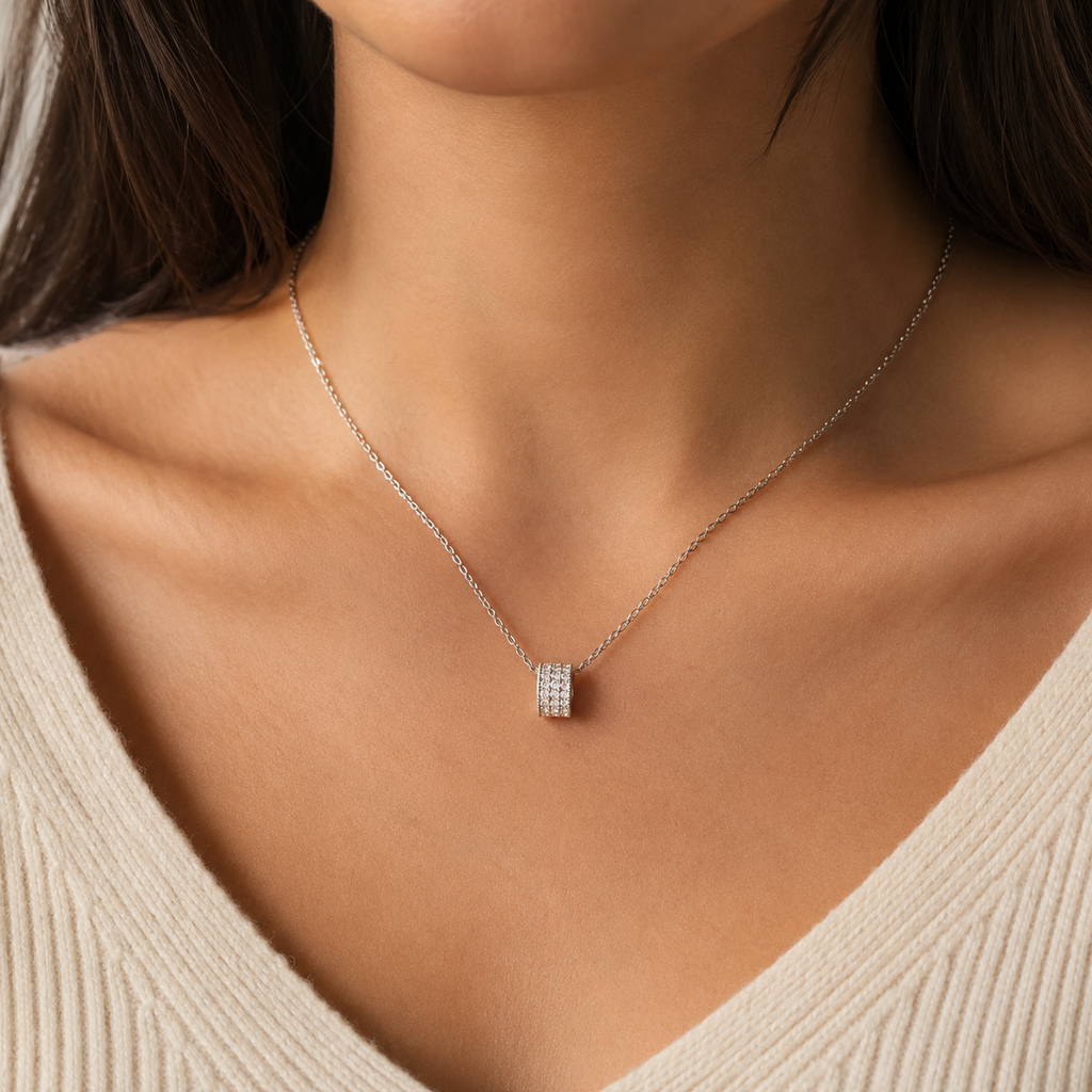 Collier Éclat Pavé – Argent 925 rhodié & Zirconiums