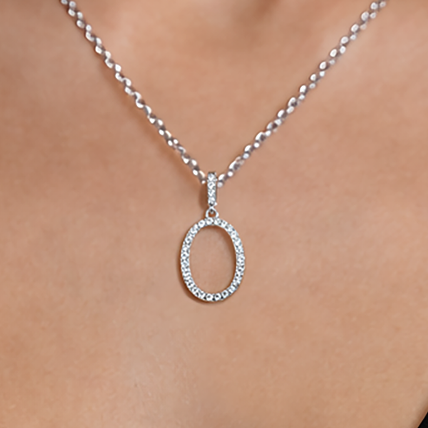 Collier Ovale Éclat – Argent 925 Rhodié & Zirconiums