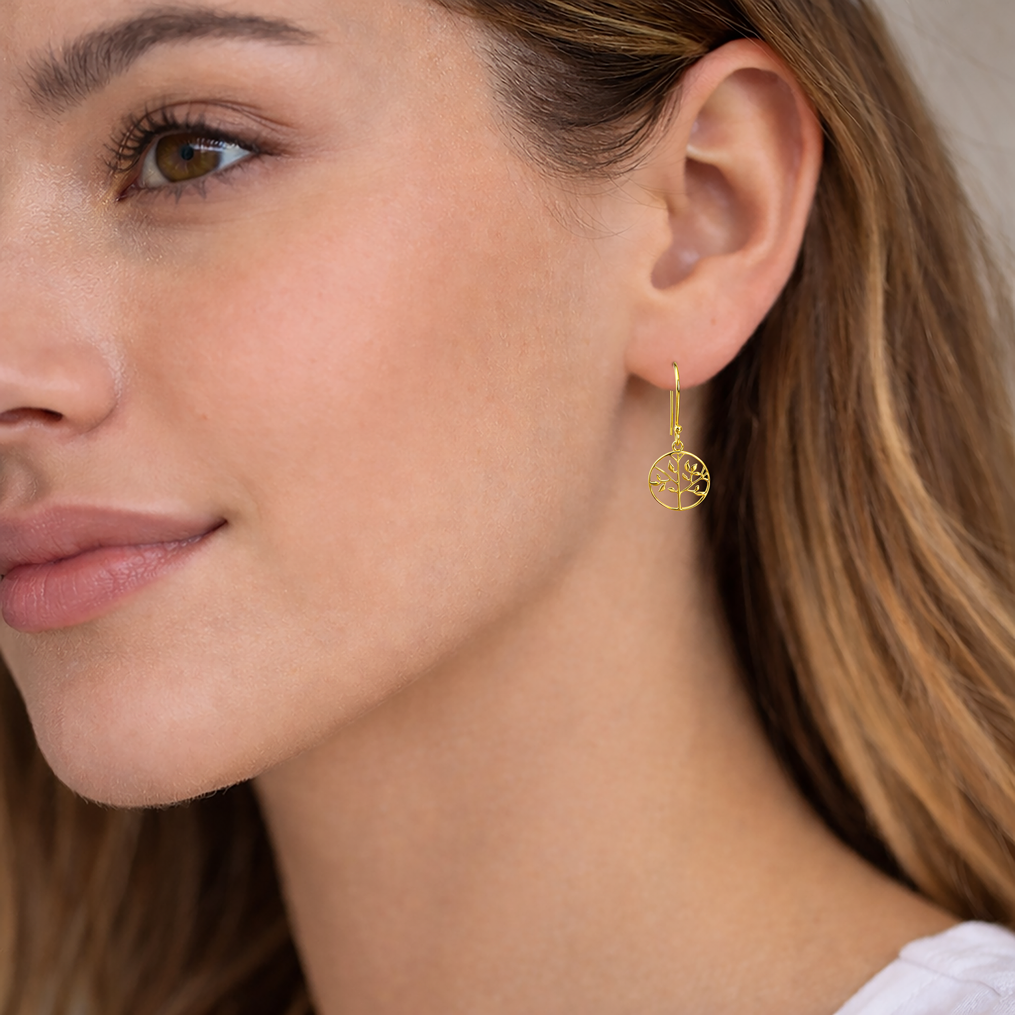 Boucles d’oreilles Arbre de Vie – Plaqué Or 18 carats