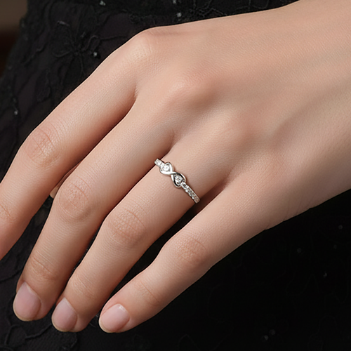 Bague Infini en Argent 925 Rhodié & Zirconium