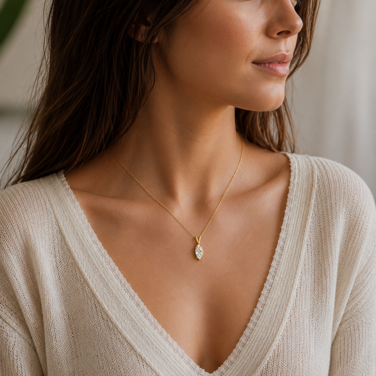 Collier Élégance Marquise – Plaqué Or Jaune 18 Carats & Zirconium