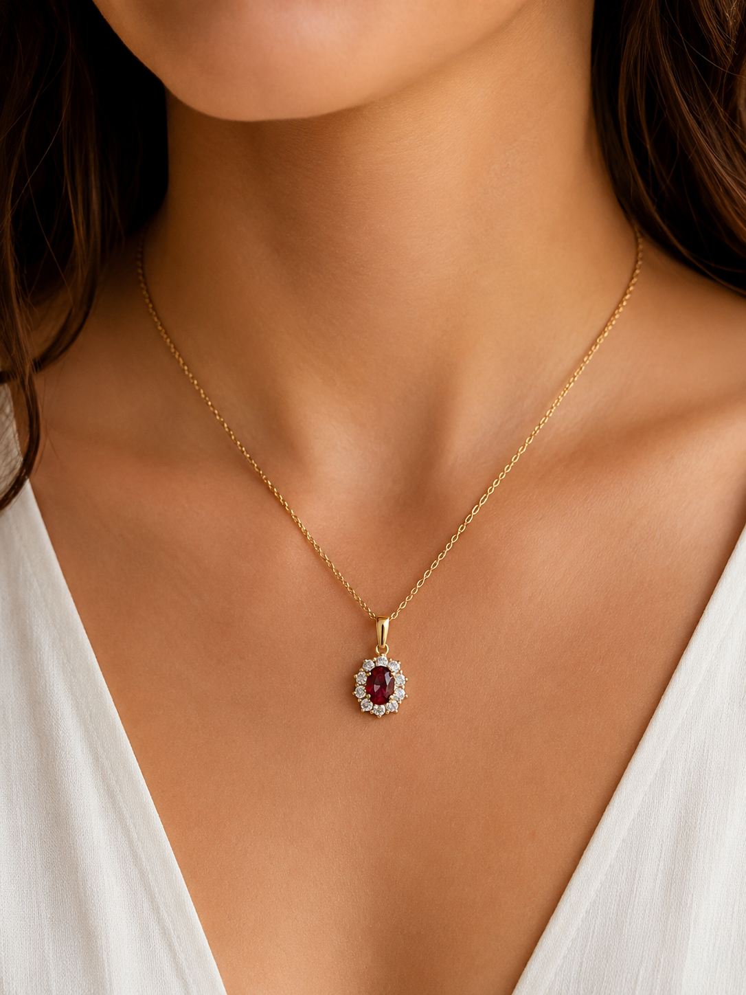 Collier Ruby Élégance – Plaqué Or Jaune 18 Carats