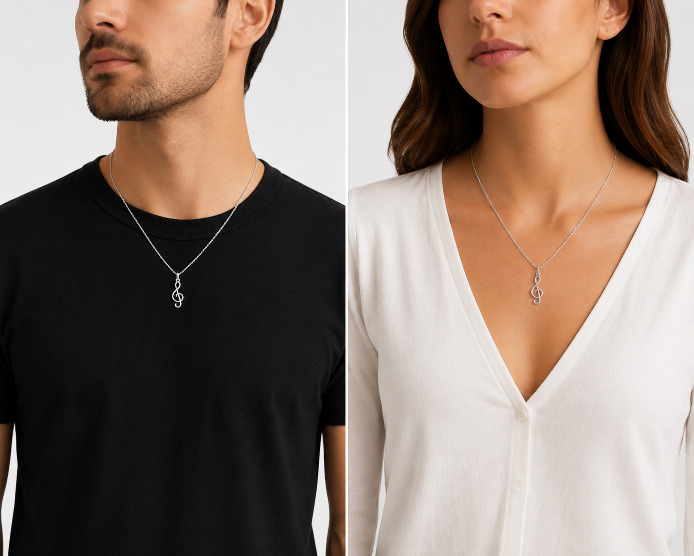 Collier Clé de Sol en Argent 925 Rhodié – Mixte