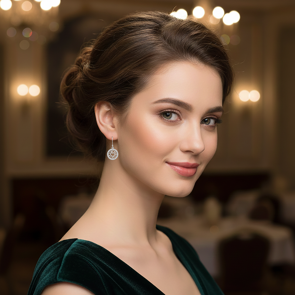 Boucles d’oreilles Cœur ajouré & zirconium en argent 925 rhodié