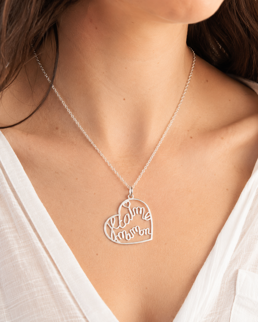 Collier Cœur "Je t'aime Maman" en Argent 925