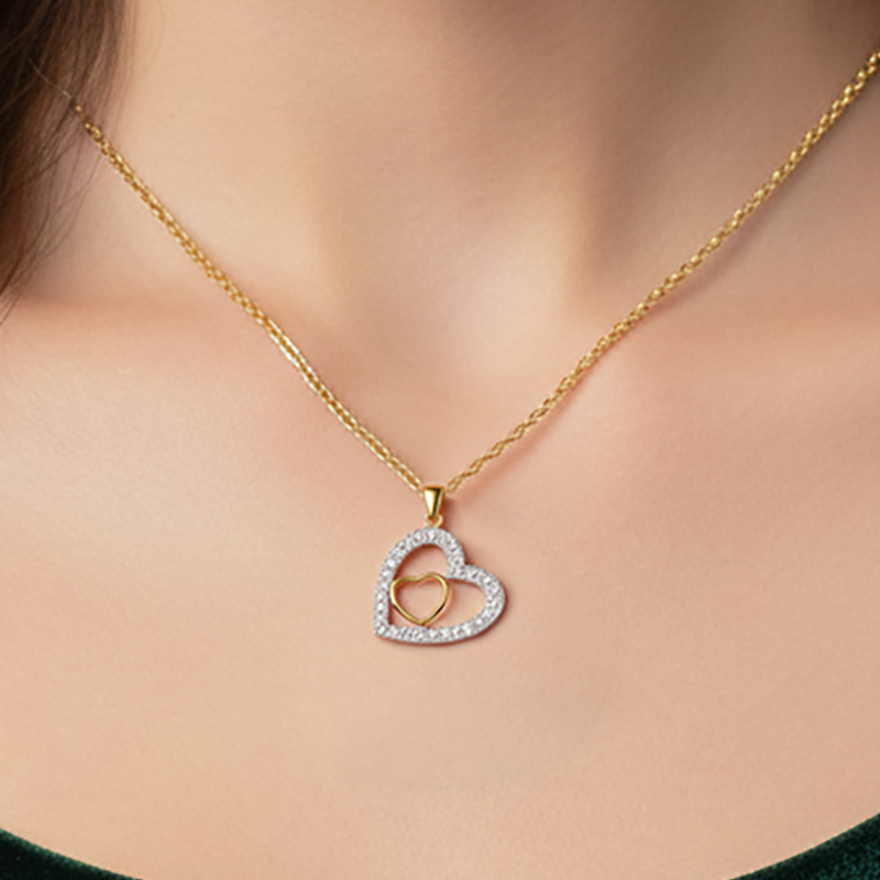 Collier Cœur Entrelacé – Plaqué Or 18 Carats & Zirconiums