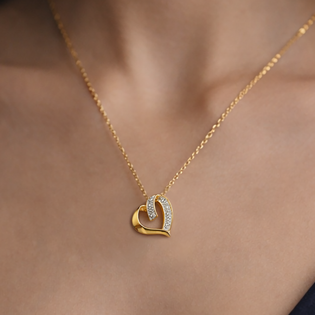 Collier Cœur Entrelacé – Plaqué Or 18 Carats & Zirconiums