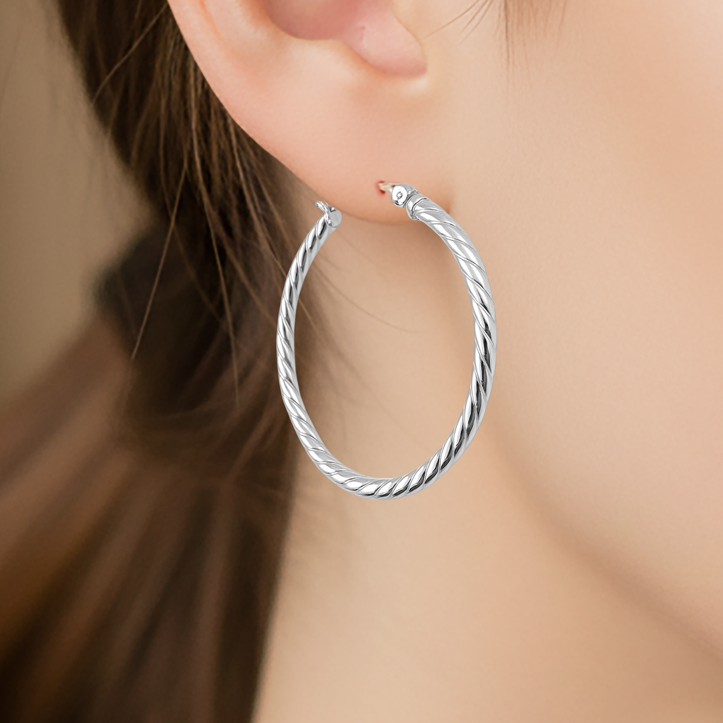 Boucles d’Oreilles Créoles Torsadés en Argent 925 – Créoles Élégantes & Intemporelles