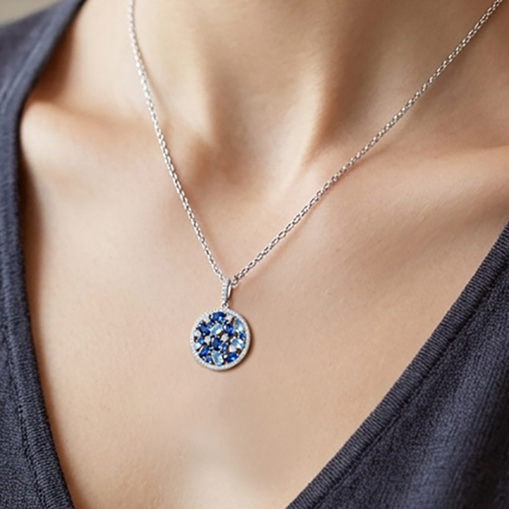 Collier Rond Éclat Bleu – Argent 925 Rhodié & Zirconiums
