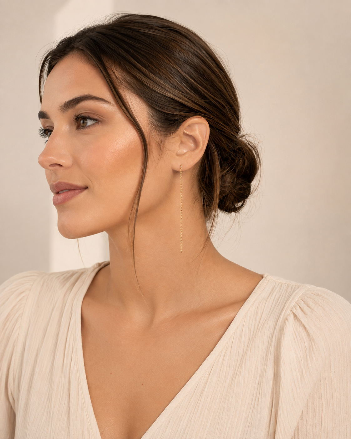 Boucles d’oreilles pendantes chaîne maille forçat – Plaqué or 18 carats